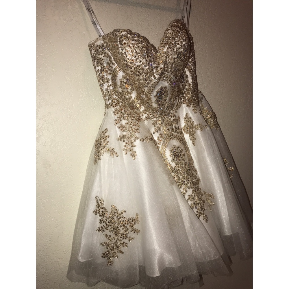 White And Gold Dama Dress